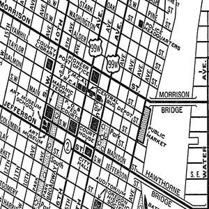 Portland Street Map Vintage Print Poster Black and White - Etsy