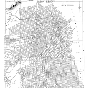 San Francisco Map - Street Map Vintage Print Poster