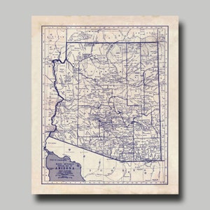 Arizona -  Map - State Map - Vintage - Blueprint - Print - Poster