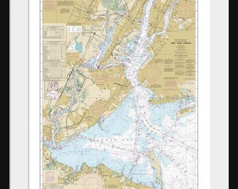 New York Harbor Map - Nautical Map - Nautical Chart - Map Art - Print - Poster