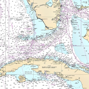 Gulf of Mexico Map Nautical Map Nautical Chart Map Art Print Poster image 2