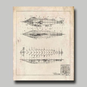 Disneyland - Nautilus Submarine - Blueprint - Disney - Disney World - Vintage Grunge- Print - Poster