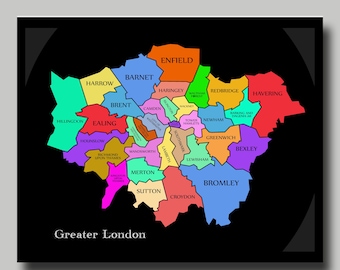 London - Map - Cental London - Multi Color - Neighborhood Map-    Print Poster