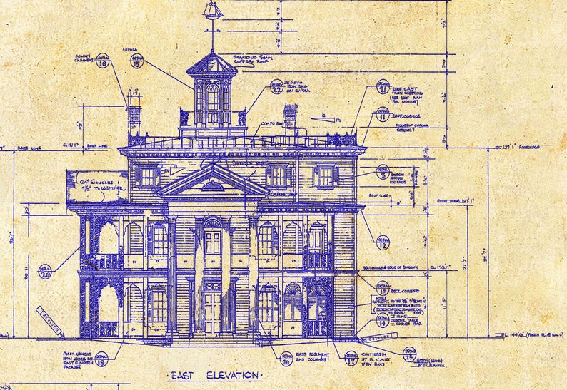 Disneyland Haunted Mansion Blueprint Disney | Etsy