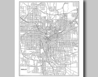 Póster vintage con mapa de calles de Atlanta de 1927