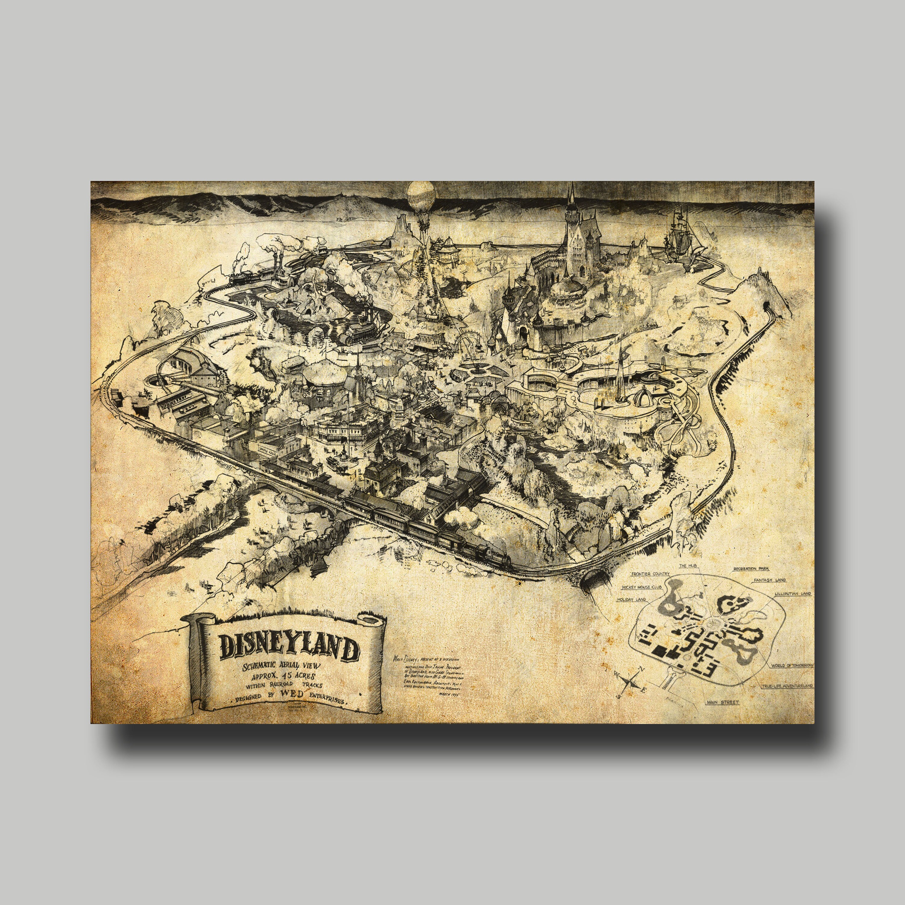 Herb Ryman Disneyland Map Disneyland Map Disney Map Concept Map Panoramic Birds | Etsy