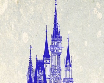 Tokyo Disneyland Castle Blueprint Cinderella Etsy
