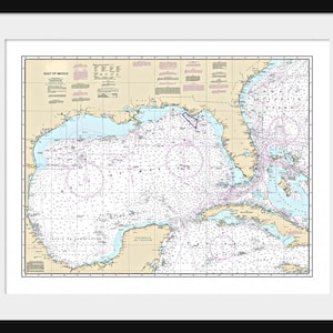 Gulf of Mexico Map - Nautical Map - Nautical Chart - Map Art - Print - Poster