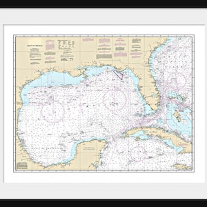 Gulf of Mexico Map Nautical Map Nautical Chart Map Art Print Poster image 1