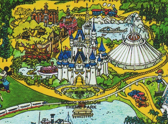 Disney World Map - Vintage - Disney Map - Panoramic Birds Eye View