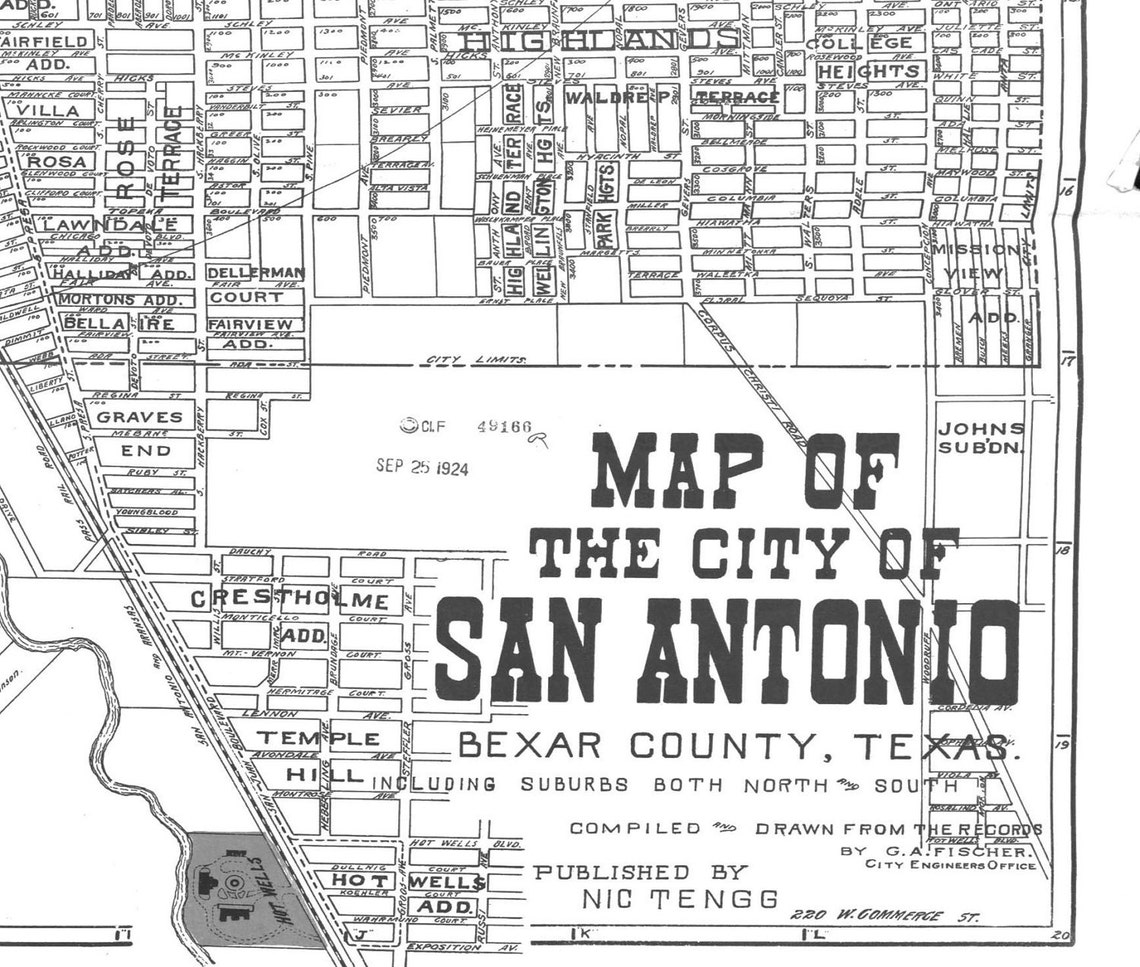 1924 San Antonio Street Map Vintage 11x14 Print Poster | Etsy