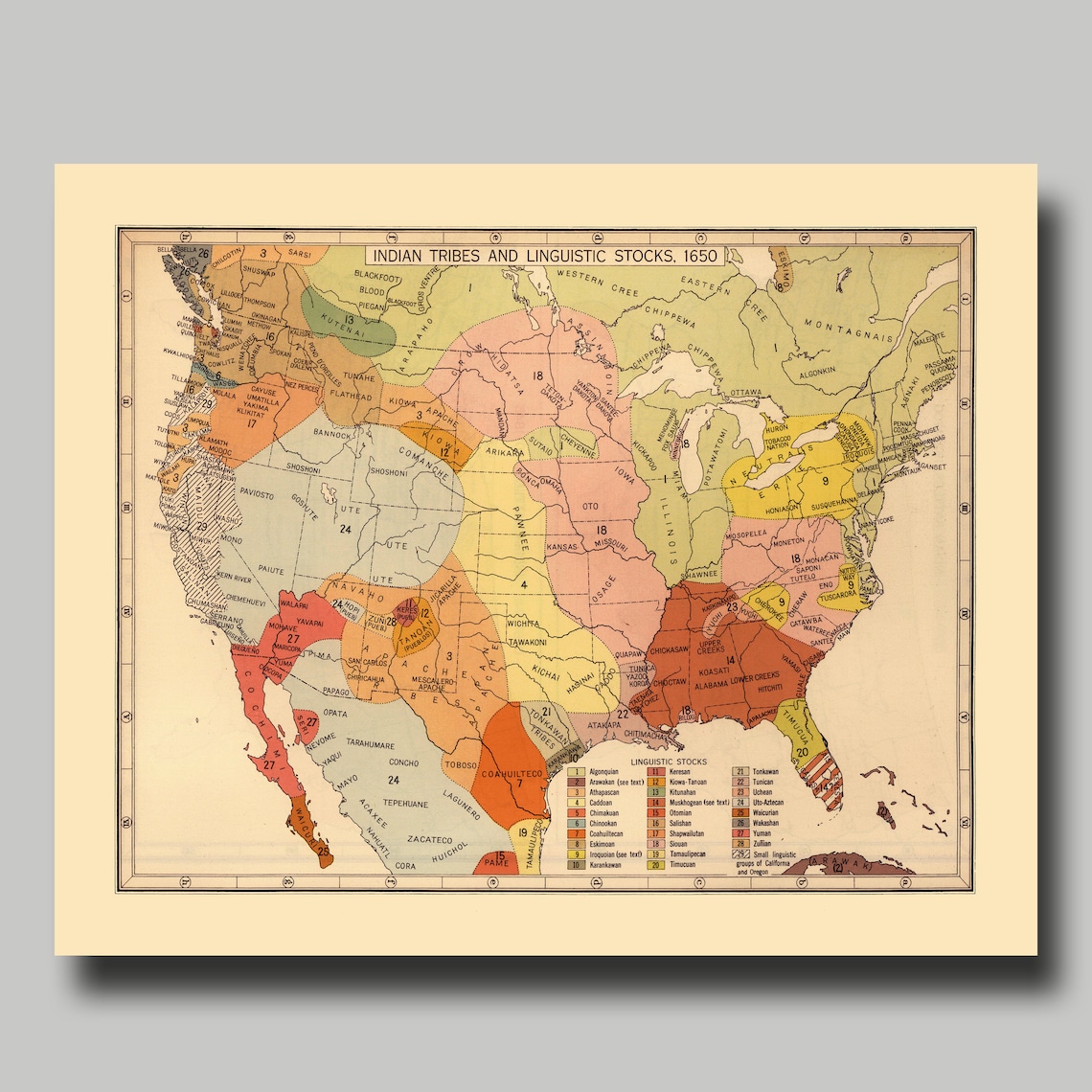 Native American Indian Tribes - Map - State - Print - Poster - Etsy