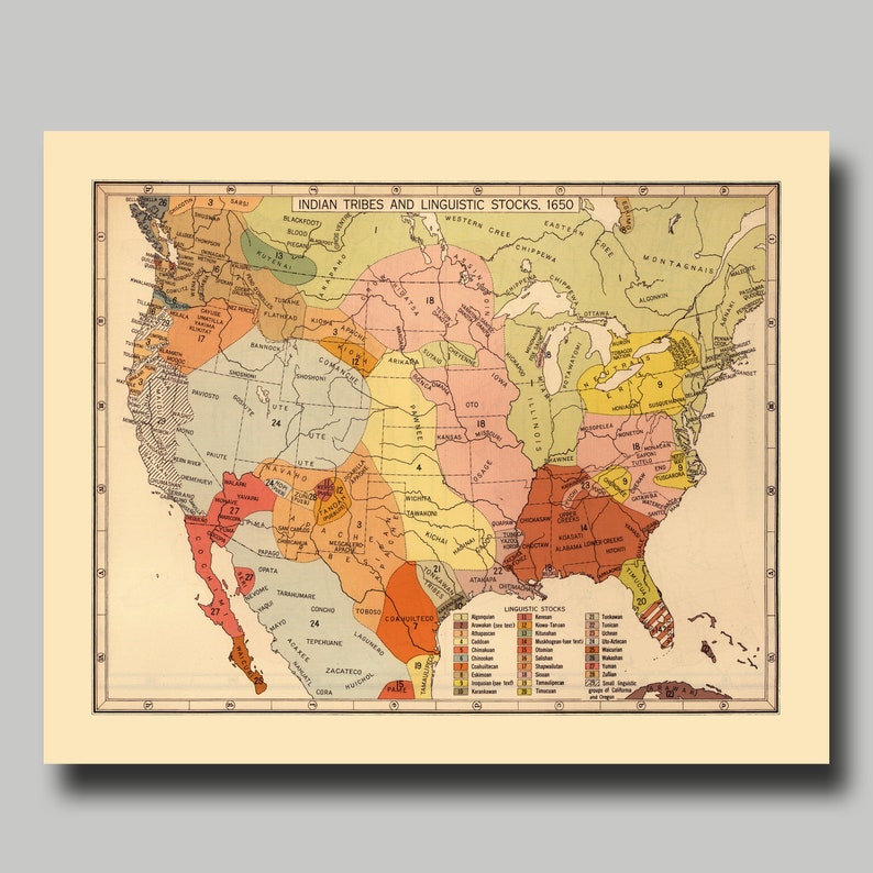 Native American Indian Tribes - Map - State - Print - Poster - Etsy