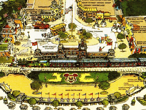 Disneyland Map - 40th Anniversary - Disney Map - Panoramic Birds
