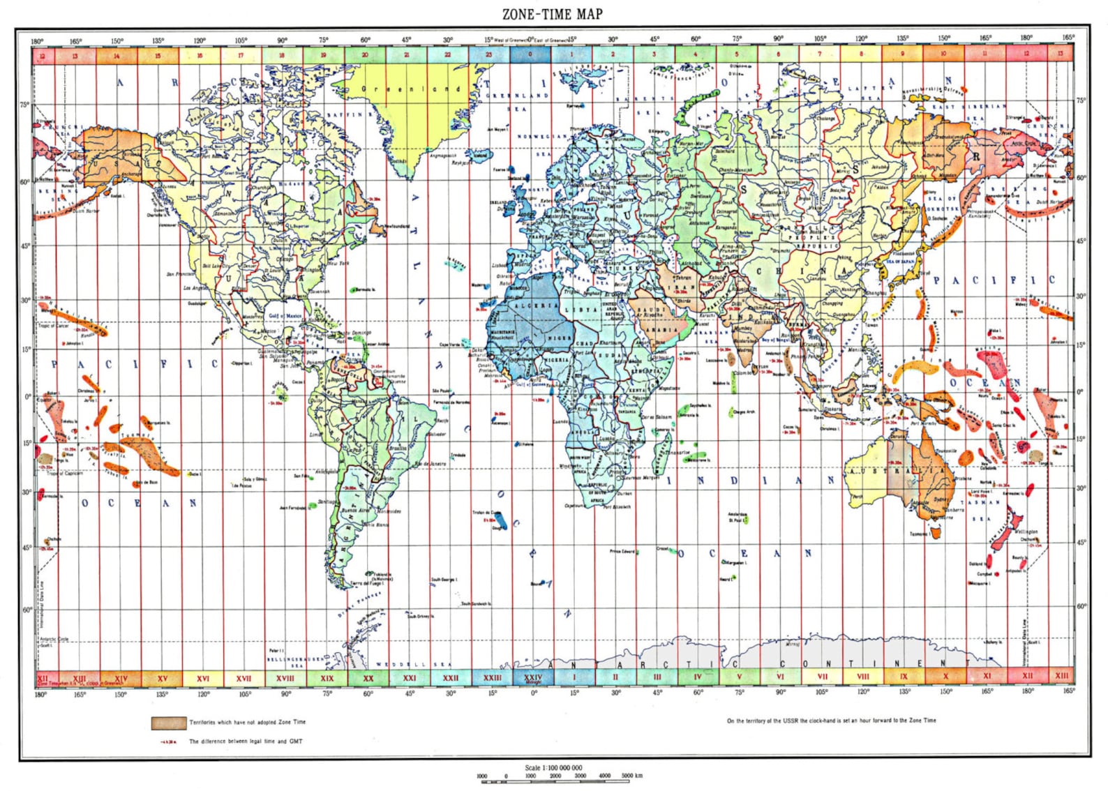 World Map of the Time Zones Full Color 1893 Print Poster - Etsy