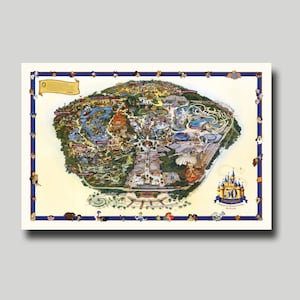 Disneyland Map 50th Anniversary Disney Map Panoramic Birds Eye View Map of Disneyland Print Poster image 1