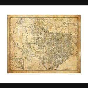 Texas State Map Vintage Print Poster Grunge