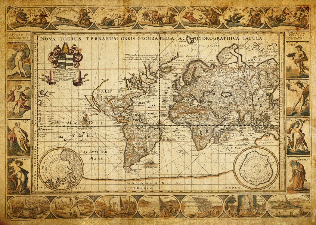 Первая карта в г. Nova totius Terrarum Orbis Geographica AC Hydrographica tabula карта.