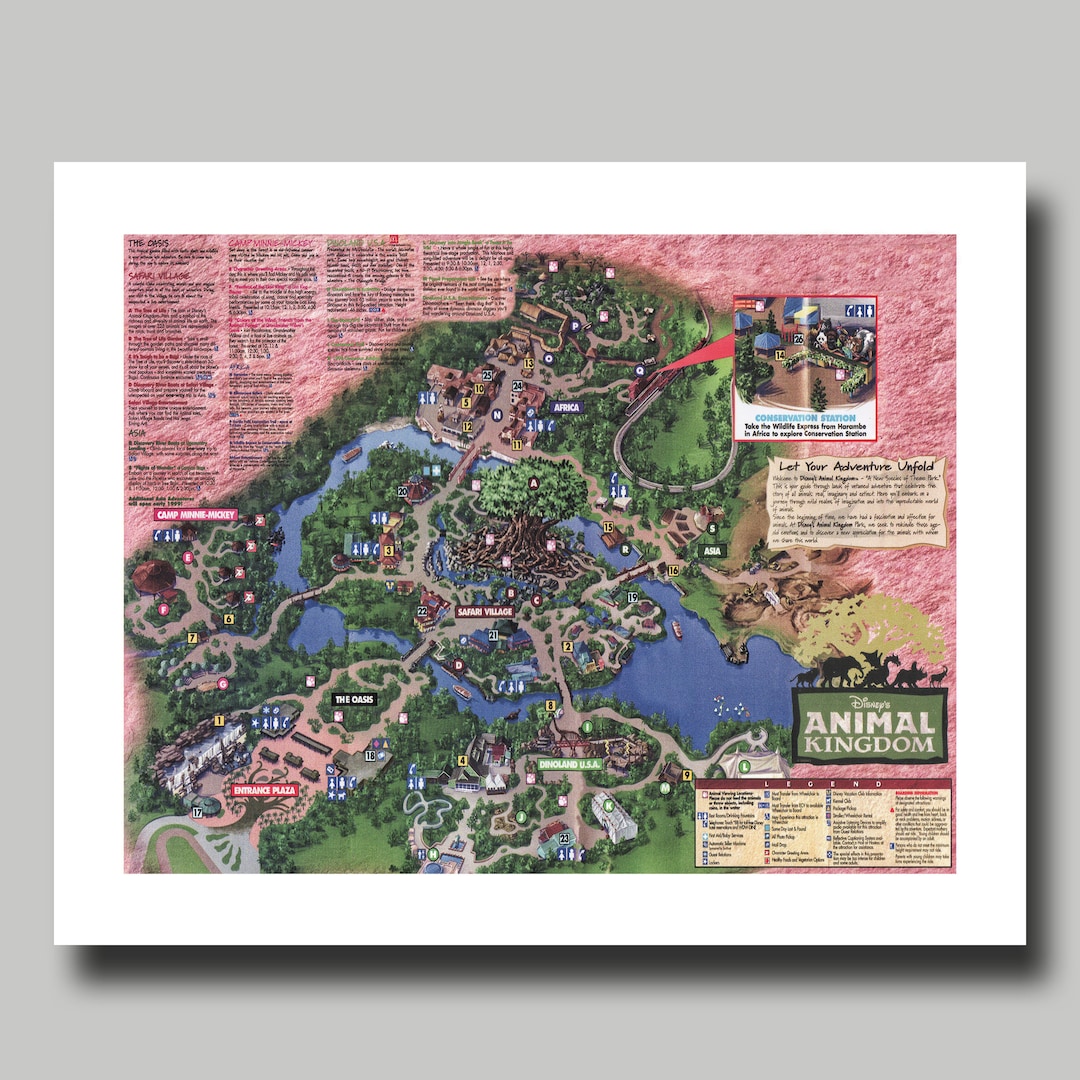 Disney World - Animal Kingdom - Map - Vintage - Disney Map