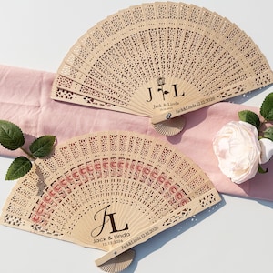 Personalized Wedding gifts: Handmade wooden fan,  Bulk favors for wedding guests