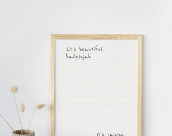 Justin Bieber / Letra de Aleluya / Impresión digital / Arte mural minimalista / Póster inspirado en el álbum SWAG / Arte musical