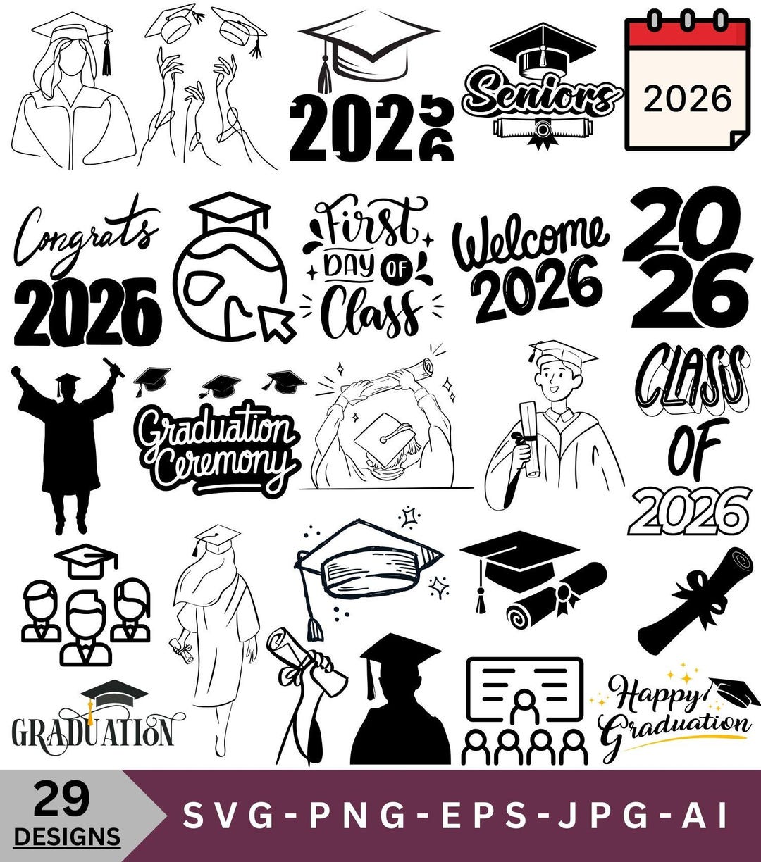 Class of 2026 SVG Bundle, Graduation Shirt Design (digital Files) - Etsy