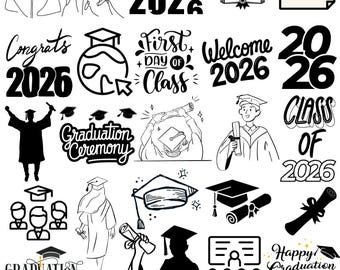 Pacote de arquivos SVG para a turma de 2026, design para camiseta de formatura (arquivos digitais)