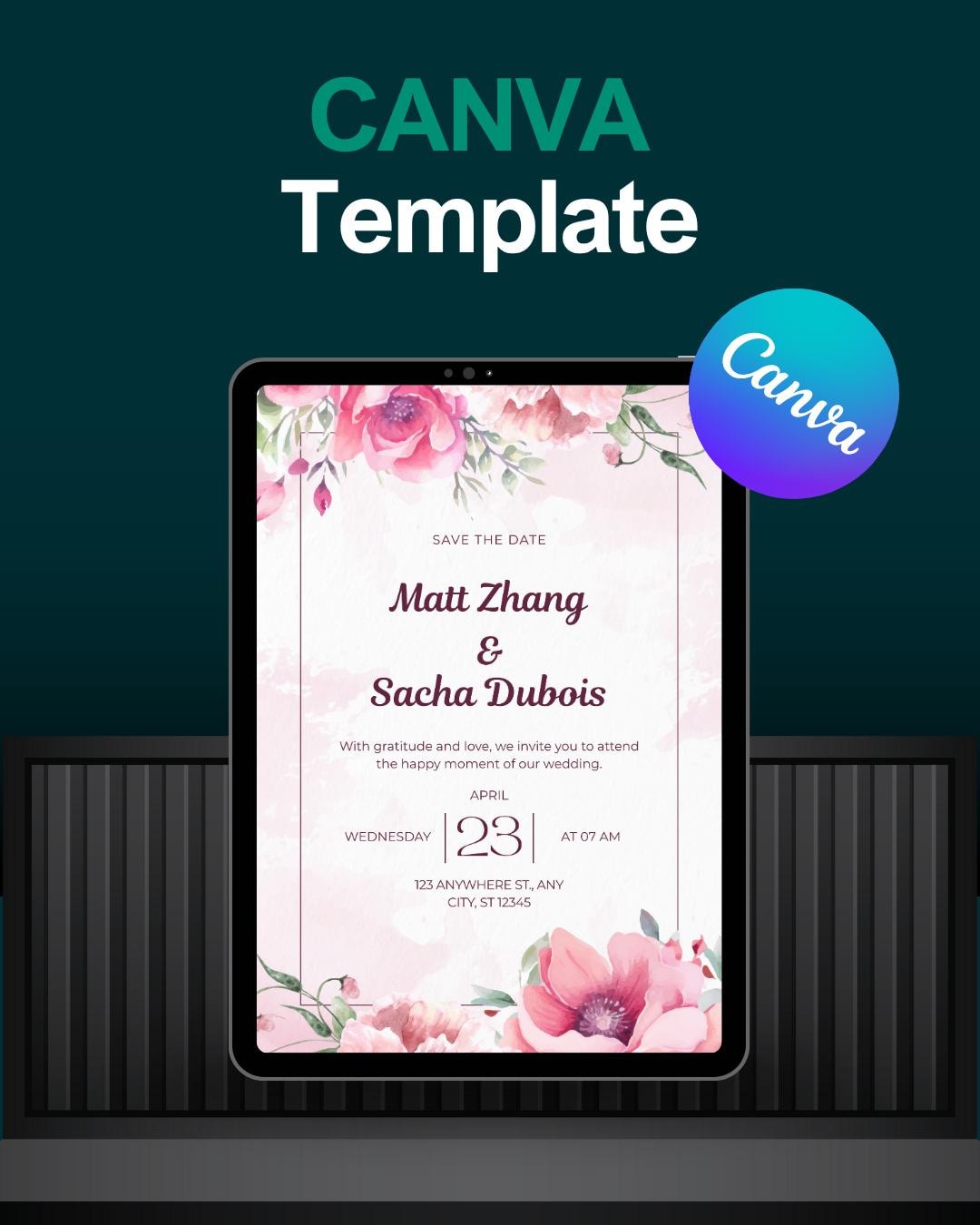 Pink Floral Invitation Template | Canva Editable, Printable (digital ...