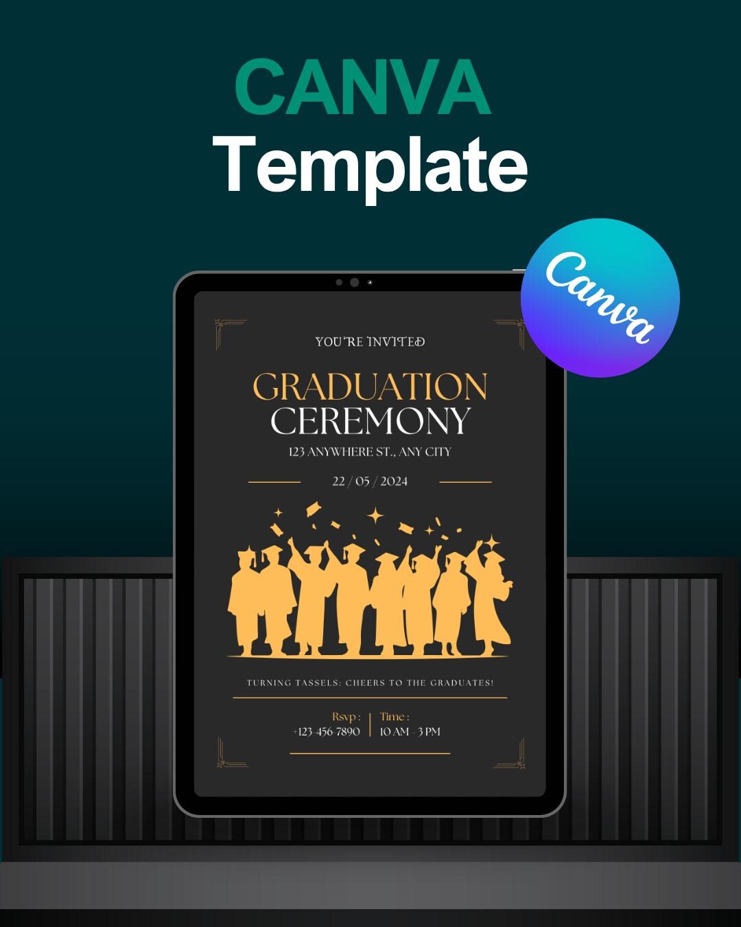 Graduation Ceremony Invitation Template | Editable Canva Card (digital ...