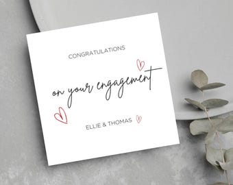 Personalised Engagement Card For Couple, Custom Name. Congratulations On Your Engagement Card, Friend Engagement Card, Engagement Gift