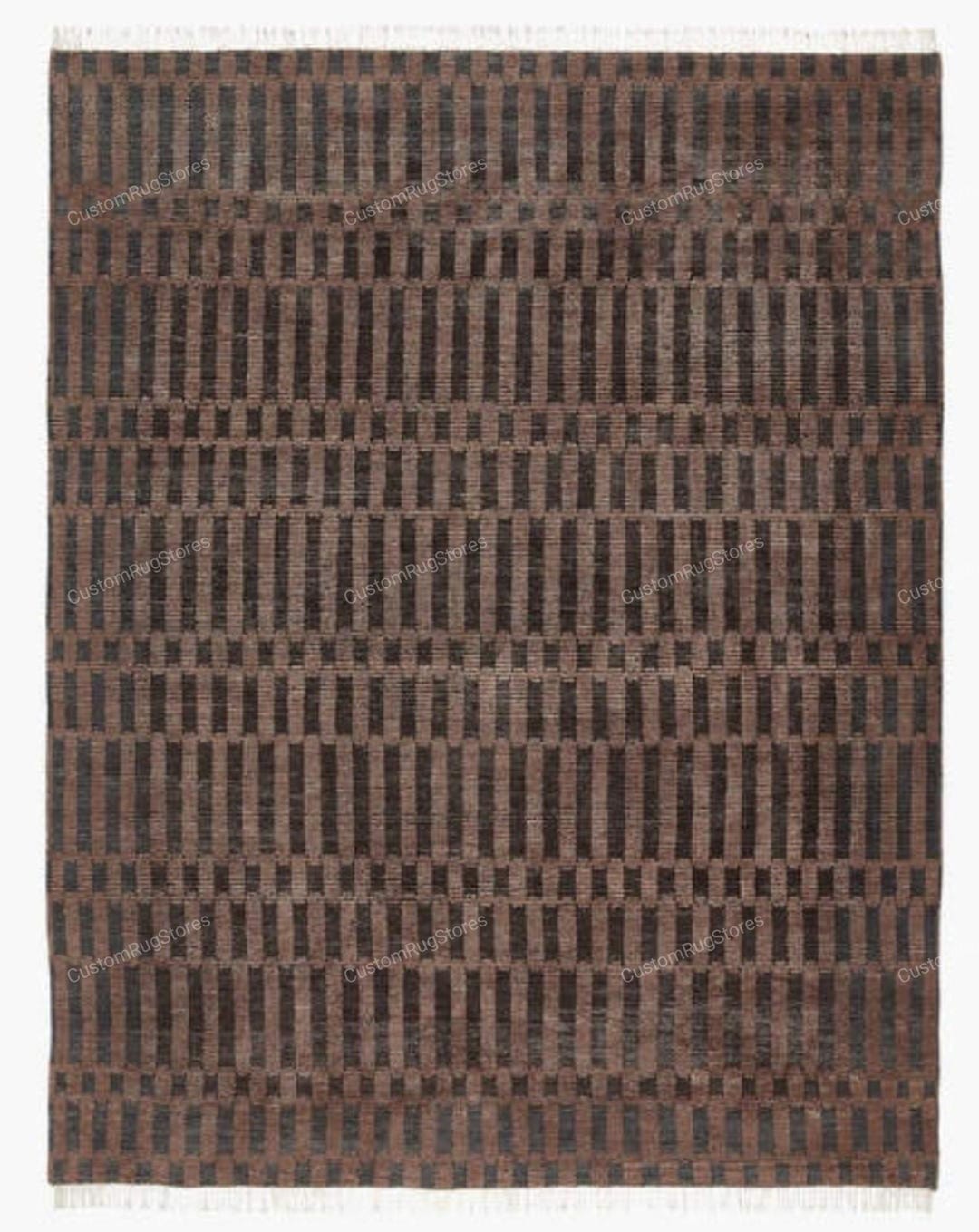 9x12 Ft. Modern Handwoven Wool Rug – Brown Geometric Pattern Area ...