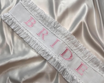 Fascia da sposa in lino ricamata / Elegante accessorio per addio al nubilato e festa prematrimoniale