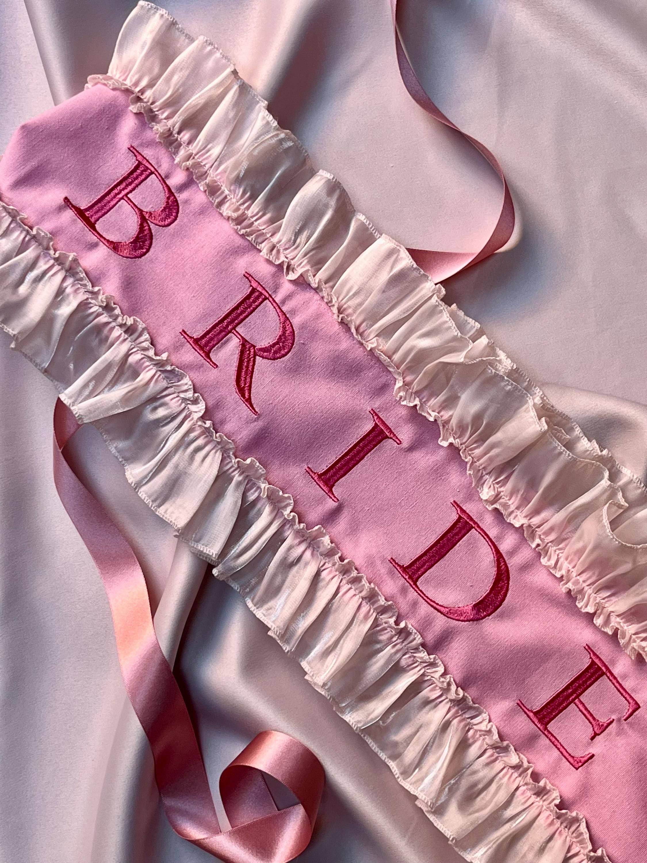 Embroidered Linen Bride Sash Elegant Bachelorette Party Bridal Shower…