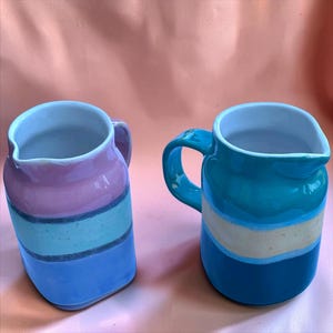 Handbuilt Stoneware Serving Jug, Coastal Glaze Pottery, Large Water Pitcher