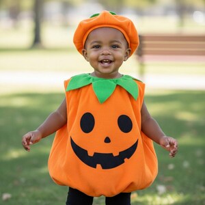 Costume Halloween Bébé Citrouille - Ensemble Capuche + Pantalon Rayé - Taille 0 à 36 Mois - Déguisement Bébé Fille Ou Garçon