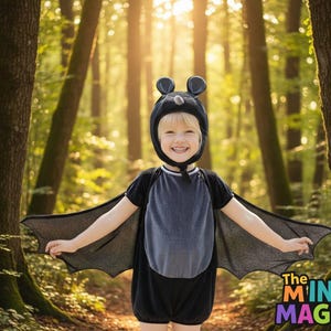 Kinder-Fledermauskostüm - Halloween-Kostüm, Tierflügel (Größen 100-120 cm)