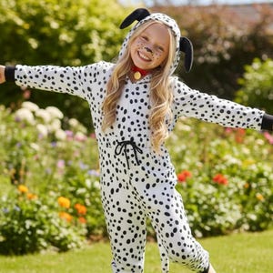 Ragazza 101 Dalmata In Velluto Danza Costume Orecchie Coda Gilet