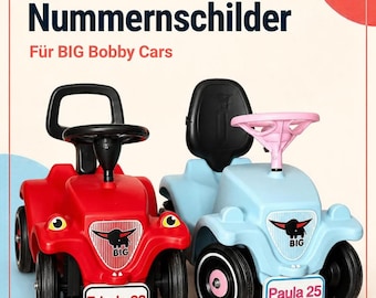 Personalized license plate for BIG Bobby Car | Nameplate with desired name & number | License plate for children's car | Gift for children