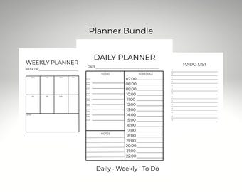 Printable Planner Bundle - Daily Weekly To Do List, Undated Planner PDF