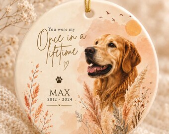 Personalized Pet Watercolor Ornament, Custom Dog Memorial Ornament, Pet Photo Christmas Ornament, Dog Remembrance Gift, Dog Ornament