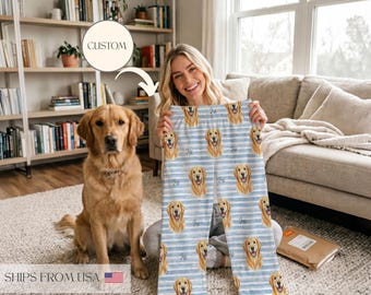 Custom Pet Pajama Pants, Personalized Dog & Cat Face PJs, Pet Photo Pajamas, Cat Face Pajamas, Dog Photo PJs