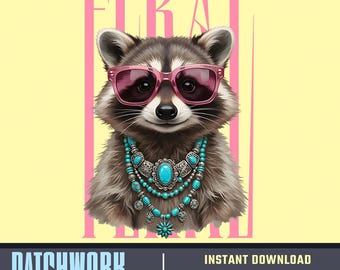 Feral Raccoon PNG, Boujee Animal Shirt Design (Digital Download)