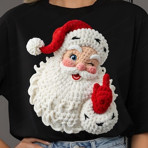 Crochet Santa Claus Plush PNG, Preppy Christmas Clipart (Digital Download)