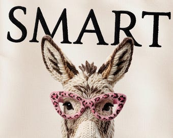 Smart Donkey Crochet PNG, Faux Yarn T-Shirt Design (Digital Download)