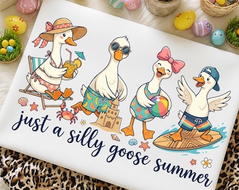Silly Goose Summer Beach PNG, Funny Vacation Clipart (PNG Files)