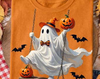 Halloween Ghost Pumpkin PNG, archivo de sublimación para la temporada de Halloween