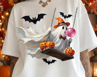 Boo Ghost PNG, diseño floral de fantasma de Halloween, archivo digital para sublimación