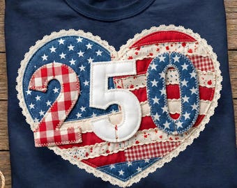 Parche de corazón del 250.º aniversario de EE. UU. PNG, clipart del Semiquinto Centenario de Estados Unidos (descarga digital)