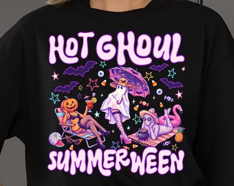 Hot Ghoul Summerween PNG, divertido gráfico para camiseta de cóctel de Halloween (descarga digital)