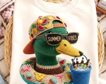 Summer Vibes Duck PNG, Beach Vacation Shirt Graphic (Digital Download)
